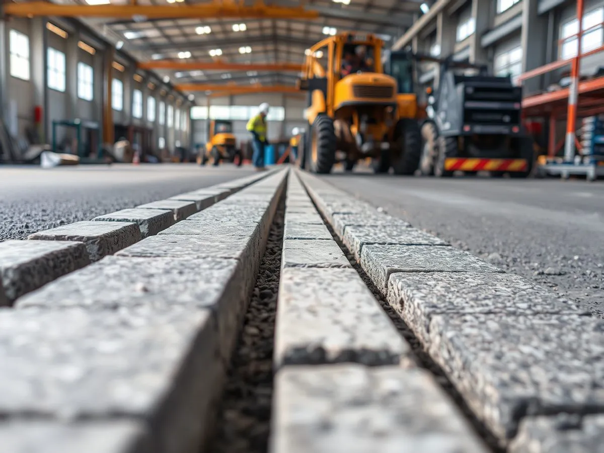 市政道路路沿石安装现场,路沿石整齐排列,施工环境干净有序